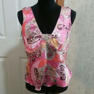 Satin feel tank top with beading M